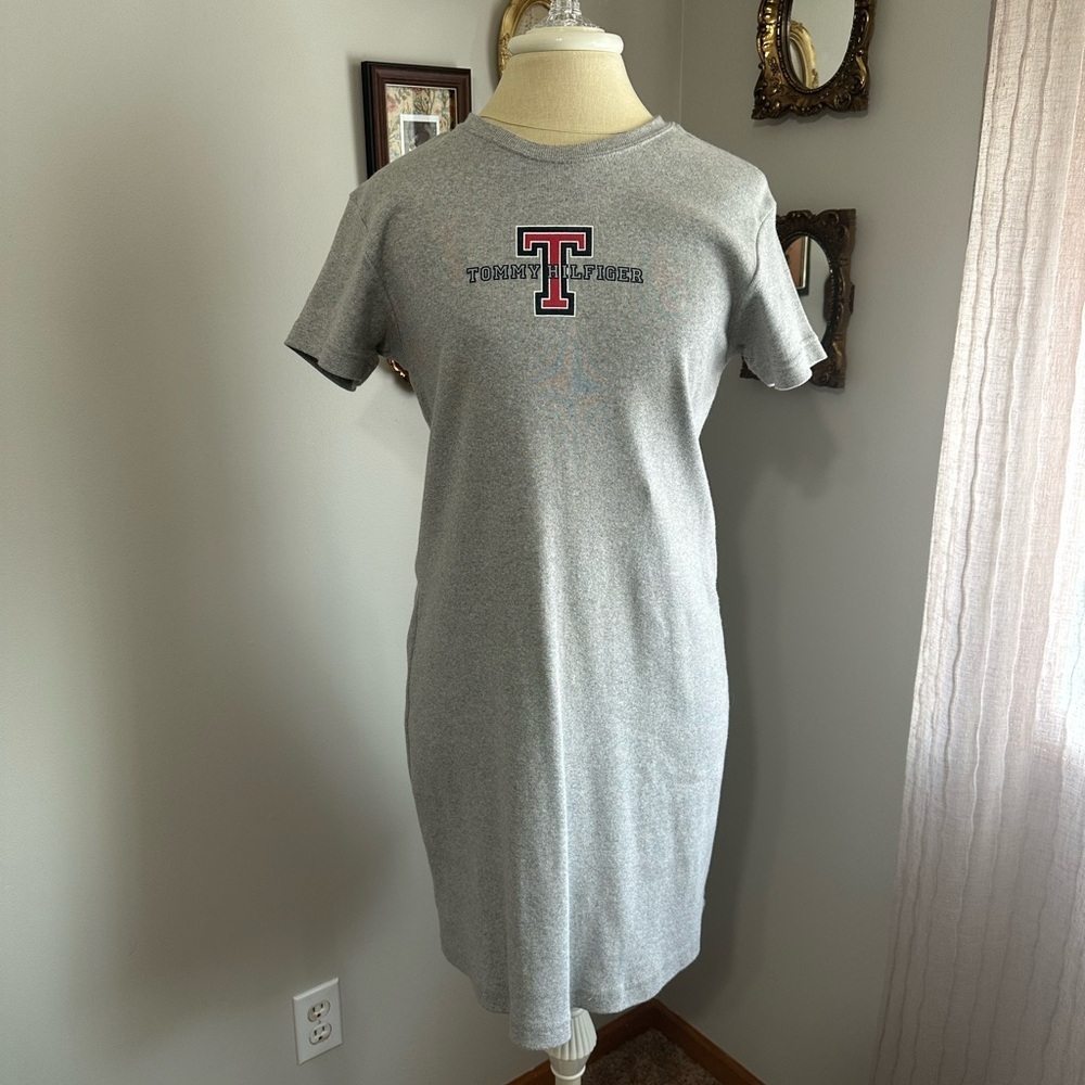 Tommy Hilfiger Gray Logo T-Shirt Dress